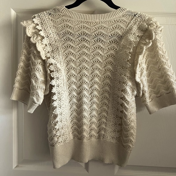 NWT Anthropologie Kachel Simmer Crochet Sweater in Ivory - Picture 6 of 10